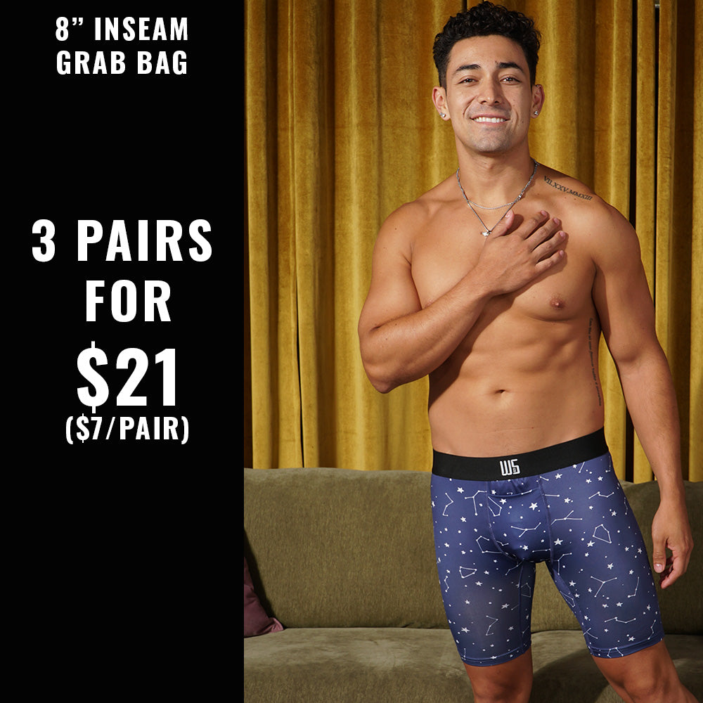 8" Inseam W/Chafe Safe Pouch Grab Bag - 3 FOR $21