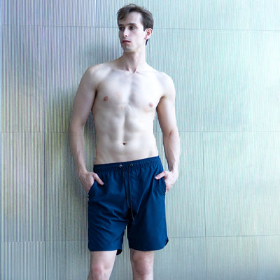 Solid Grey Swim Trunks W/Performance Liner | 8" Inseam