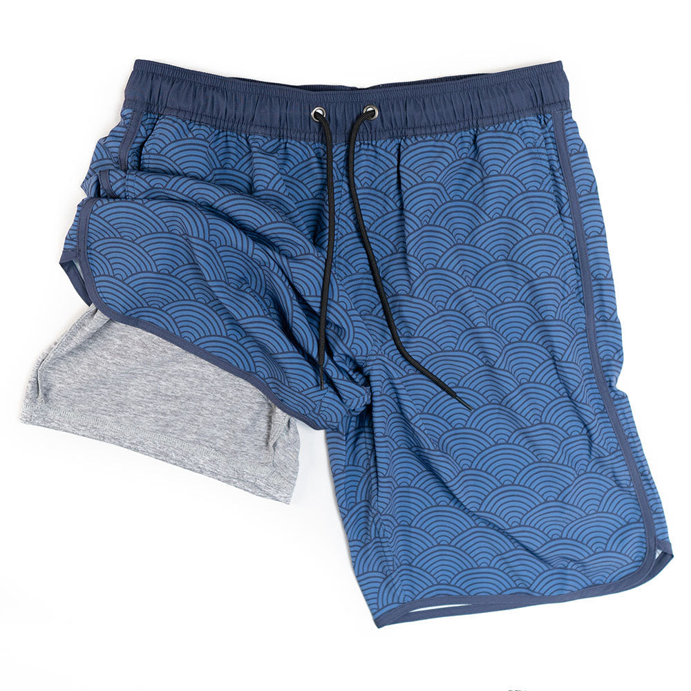 Light Blue Blue Swim Trunks W/Performance Liner | 8" Inseam