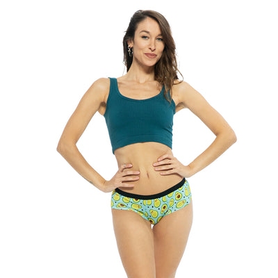 Avocados and hearts cheeky Bikini  on model
