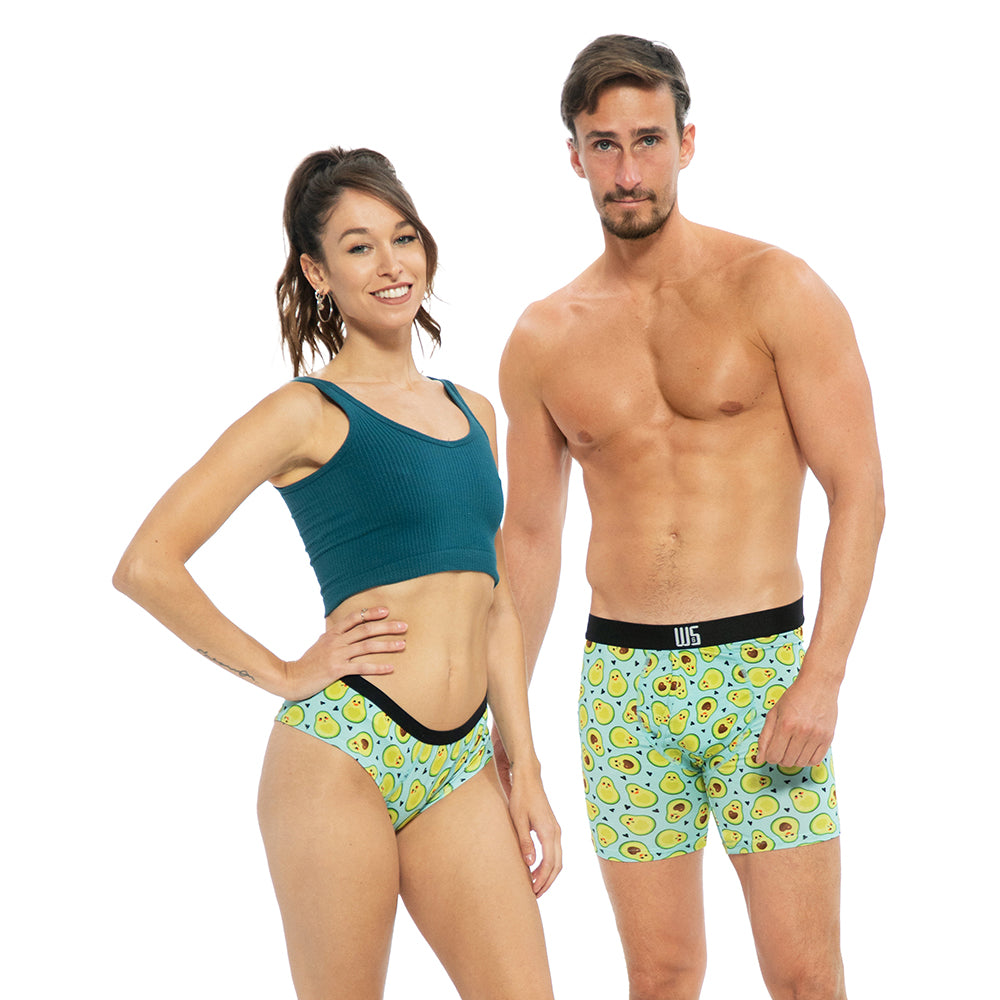 Avocados and hearts matching pair on models