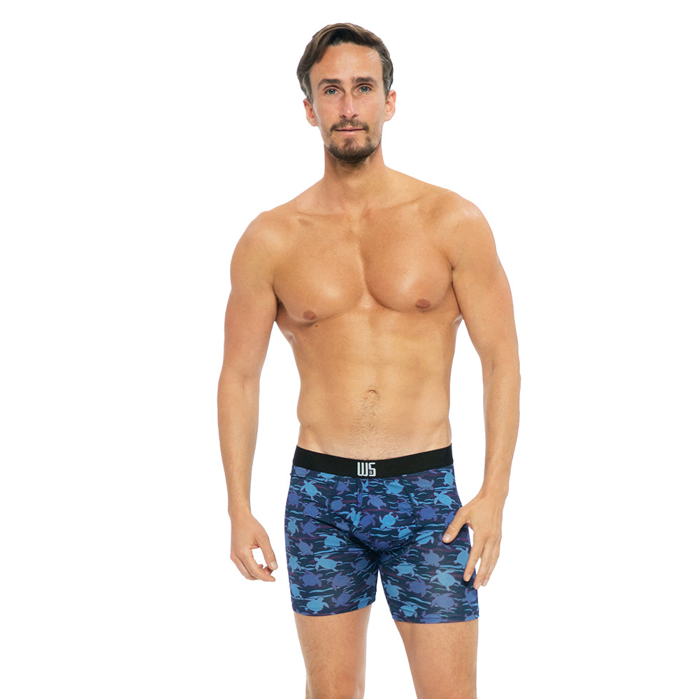 Boxer Brief Sea Turtles Blue on model